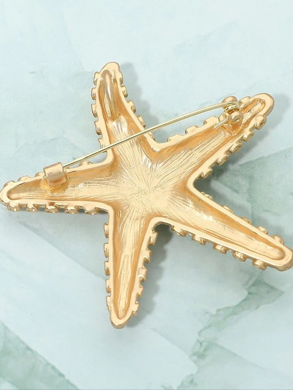 Rhinestone Embellished Starfish Pin Brooch